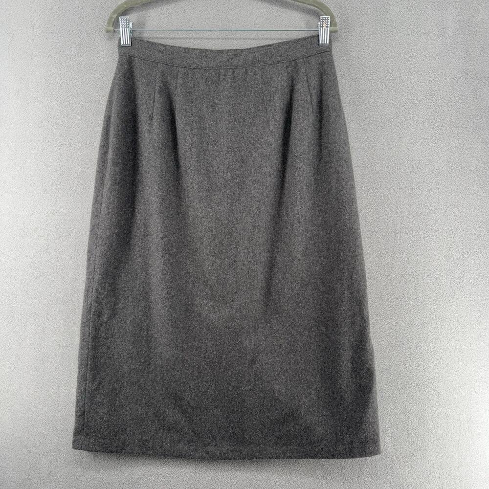 Radcliffe Wool Skirt Vtg 16 Gray Lined Midi Neutral Back Zipper Lined No Pockets